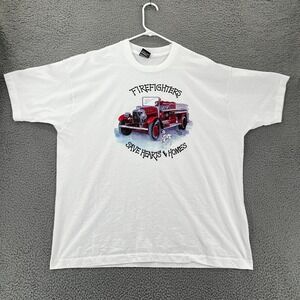Vintage 1991 Firefighters Save Hearts & Homes T-Shirt Men 2XL BEST READ